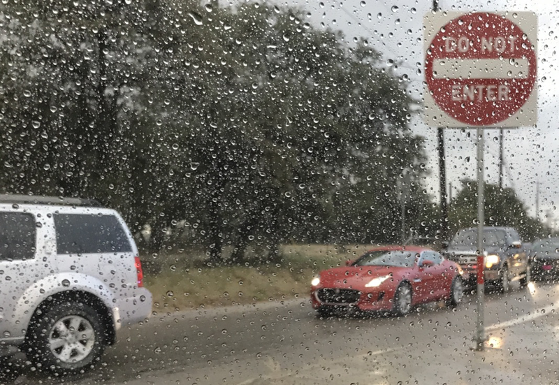 Raindrops on a window. There’s a Jaguar in there somewhere.